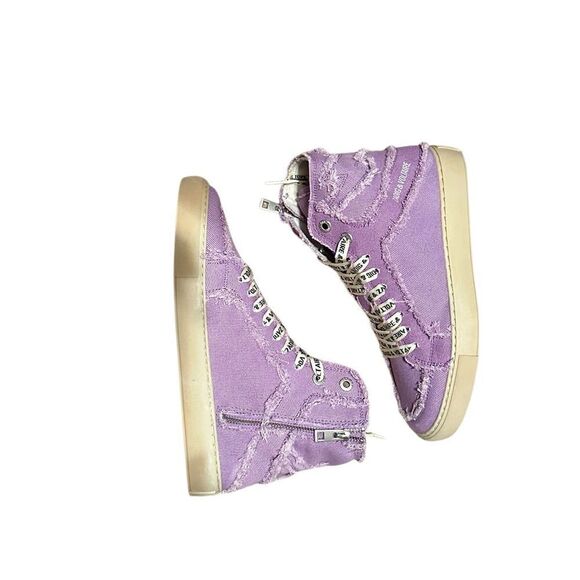 Zadig and Voltaire High Flash Canvas Boomerang Purple High Top Sneakers Size 40 main image 4